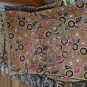 American Eagle Jute Burlap Bag With Peace Sign